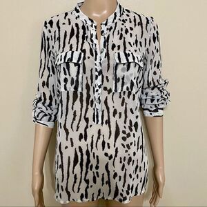 Forever 21 Sheer Black and White Animal Print Top​